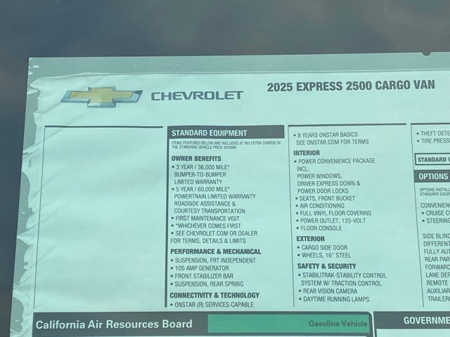 2025 Chevrolet Express 2500 Work Van Cargo