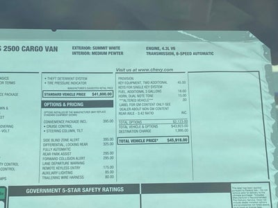 2025 Chevrolet Express 2500 Work Van Cargo