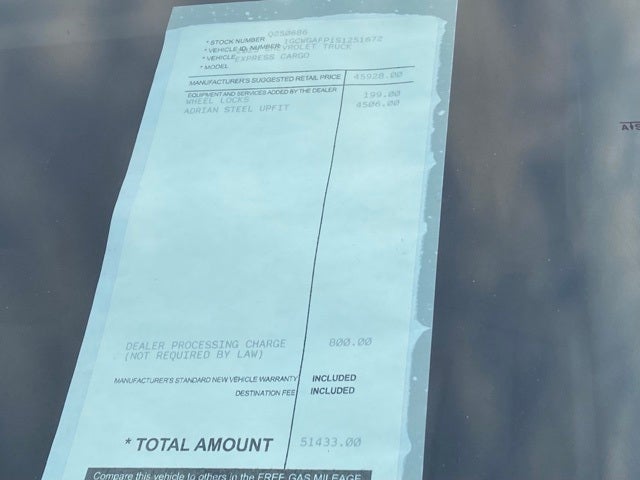 2025 Chevrolet Express 2500 Work Van Cargo