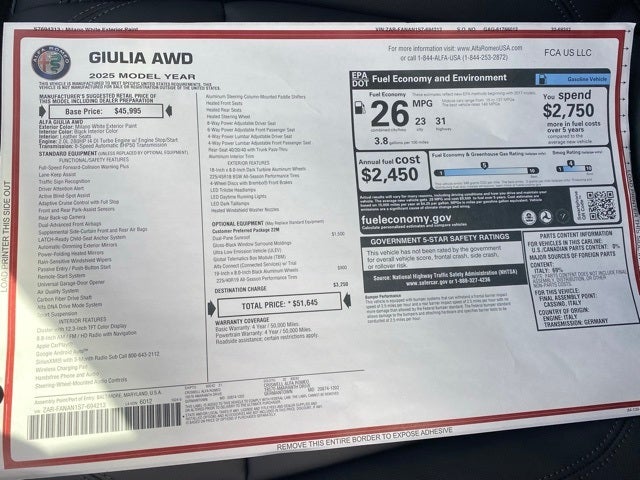 2025 Alfa Romeo Giulia GIULIA AWD