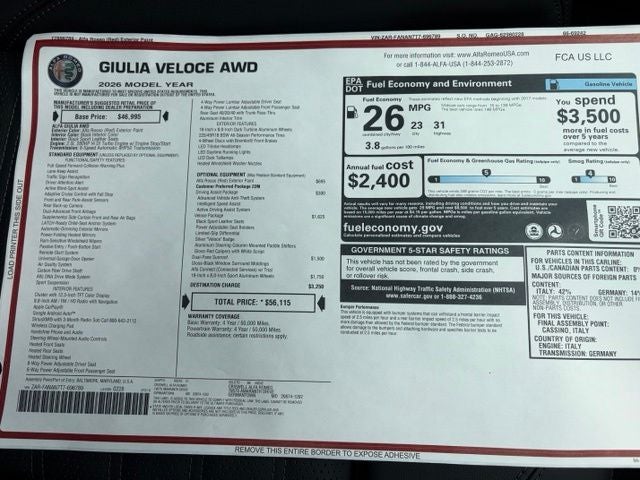 2026 Alfa Romeo Giulia GIULIA AWD
