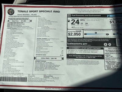 2026 Alfa Romeo Tonale TONALE SPORT SPECIALE AWD