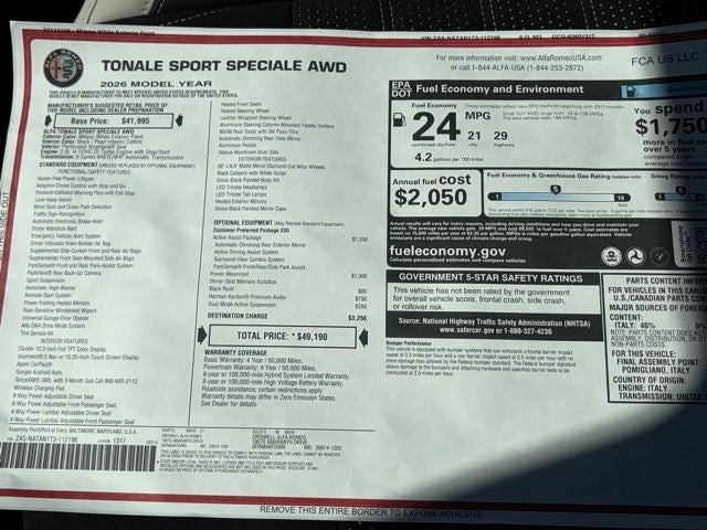 2026 Alfa Romeo Tonale TONALE SPORT SPECIALE AWD