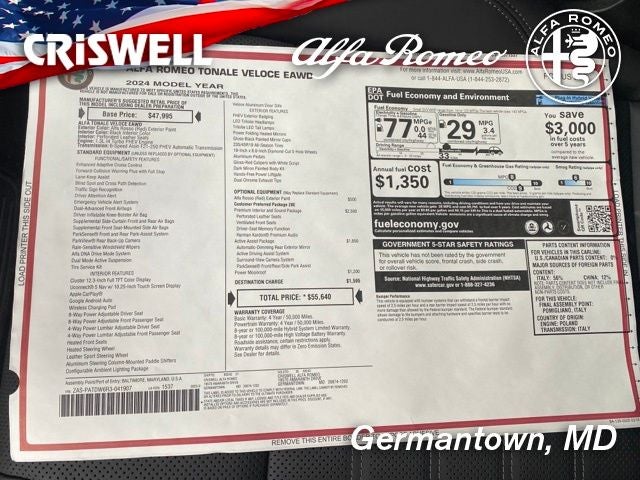 2024 Alfa Romeo Tonale TONALE VELOCE EAWD