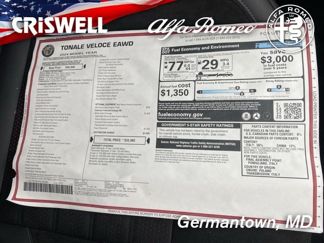 2024 Alfa Romeo Tonale TONALE VELOCE EAWD