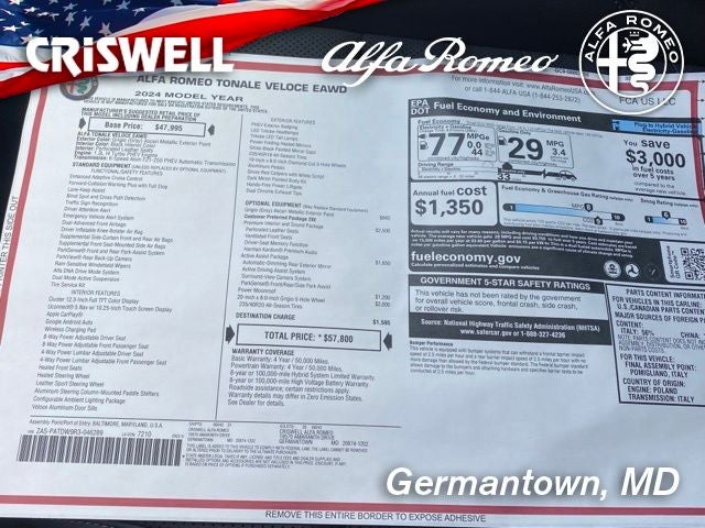 2024 Alfa Romeo Tonale TONALE VELOCE EAWD